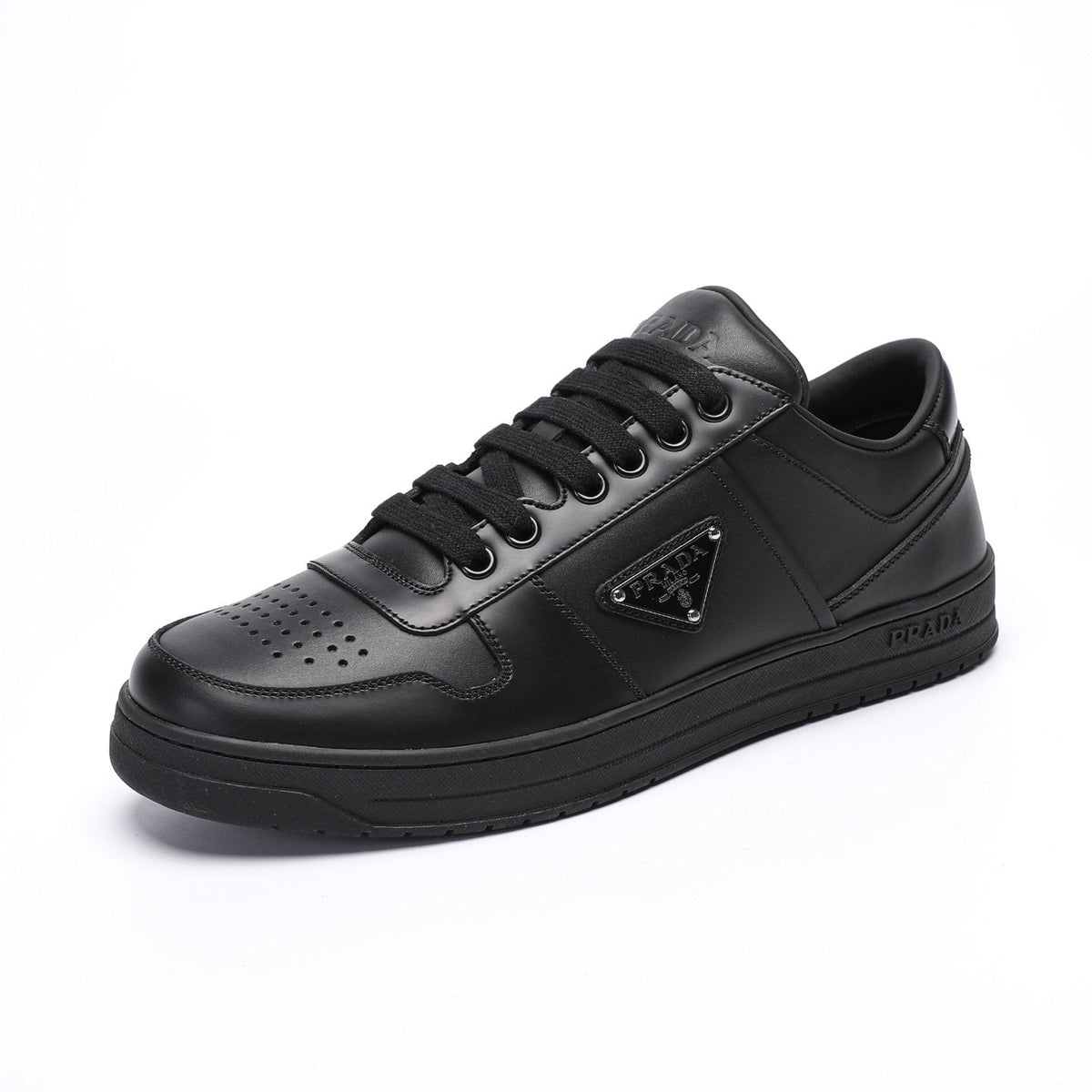 Prada Black Perforated Low-Top Sneakers — side