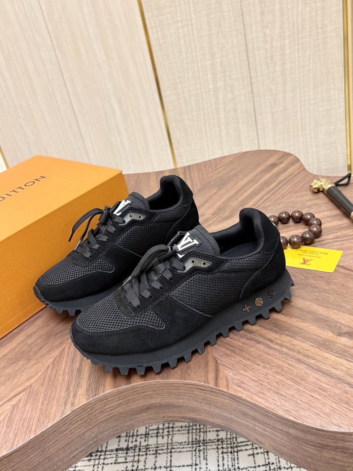 Louis Vuitton Black & Dark Gray Low-Top Sneakers — side