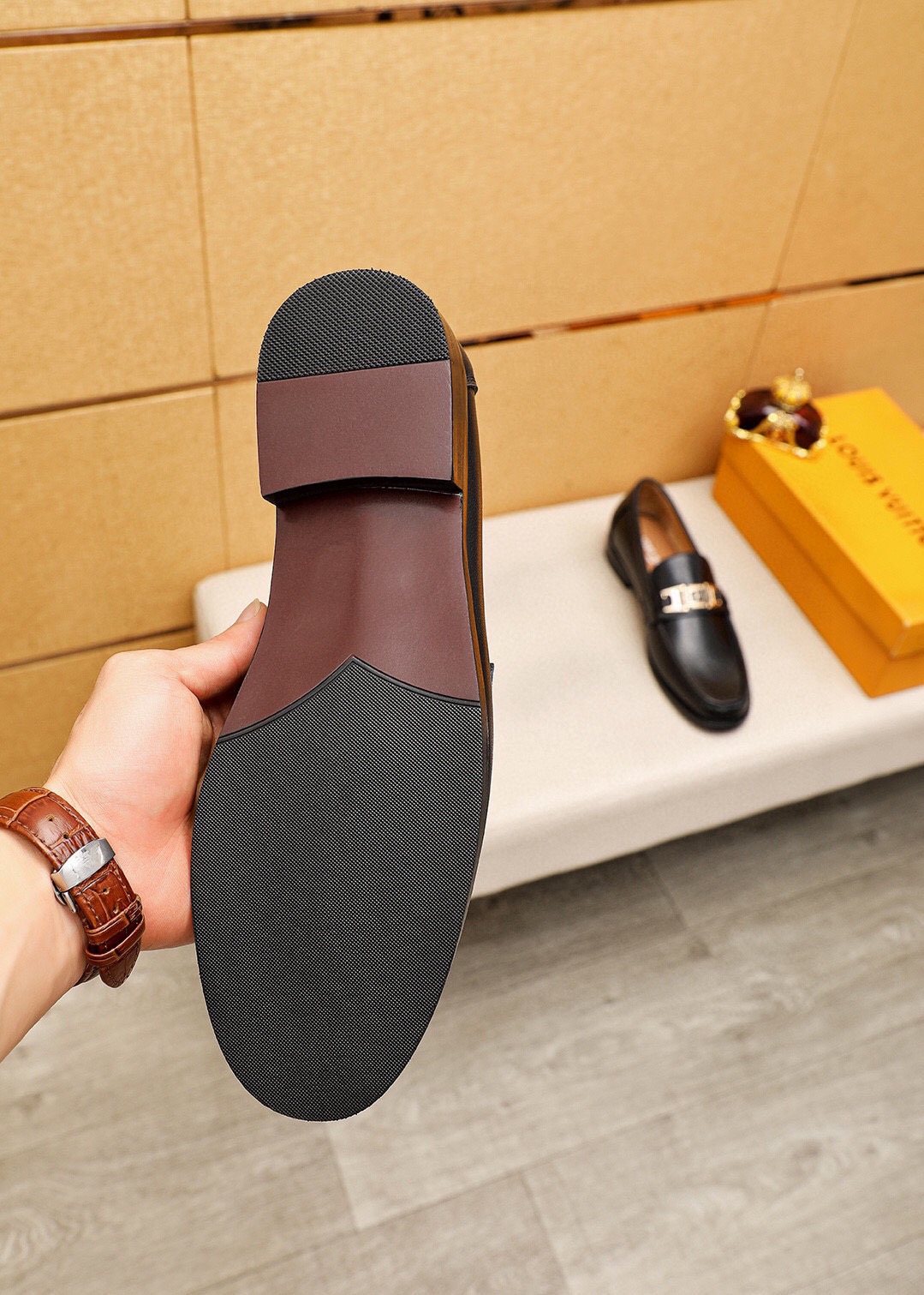 Louis Vuitton Black Hardware Loafers — side