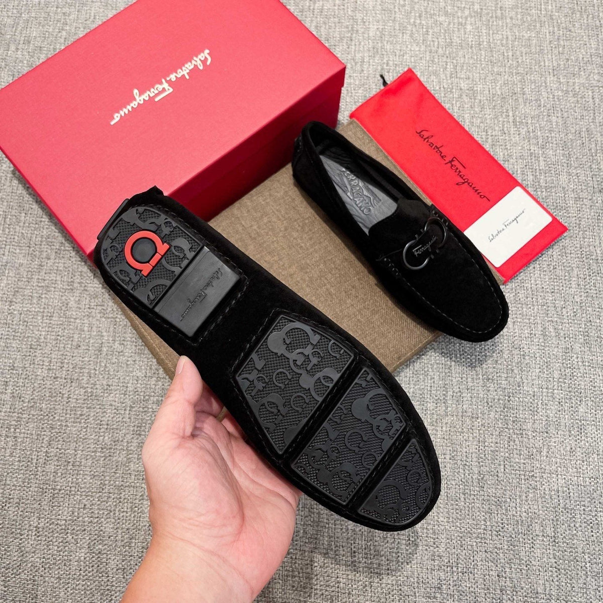 Ferragamo Black Buckle Loafers — detail