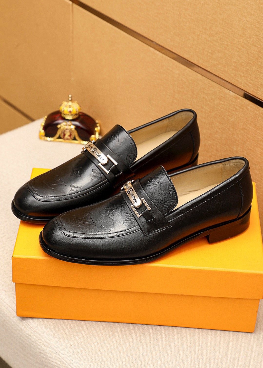 Louis Vuitton Black Bar Loafers — front