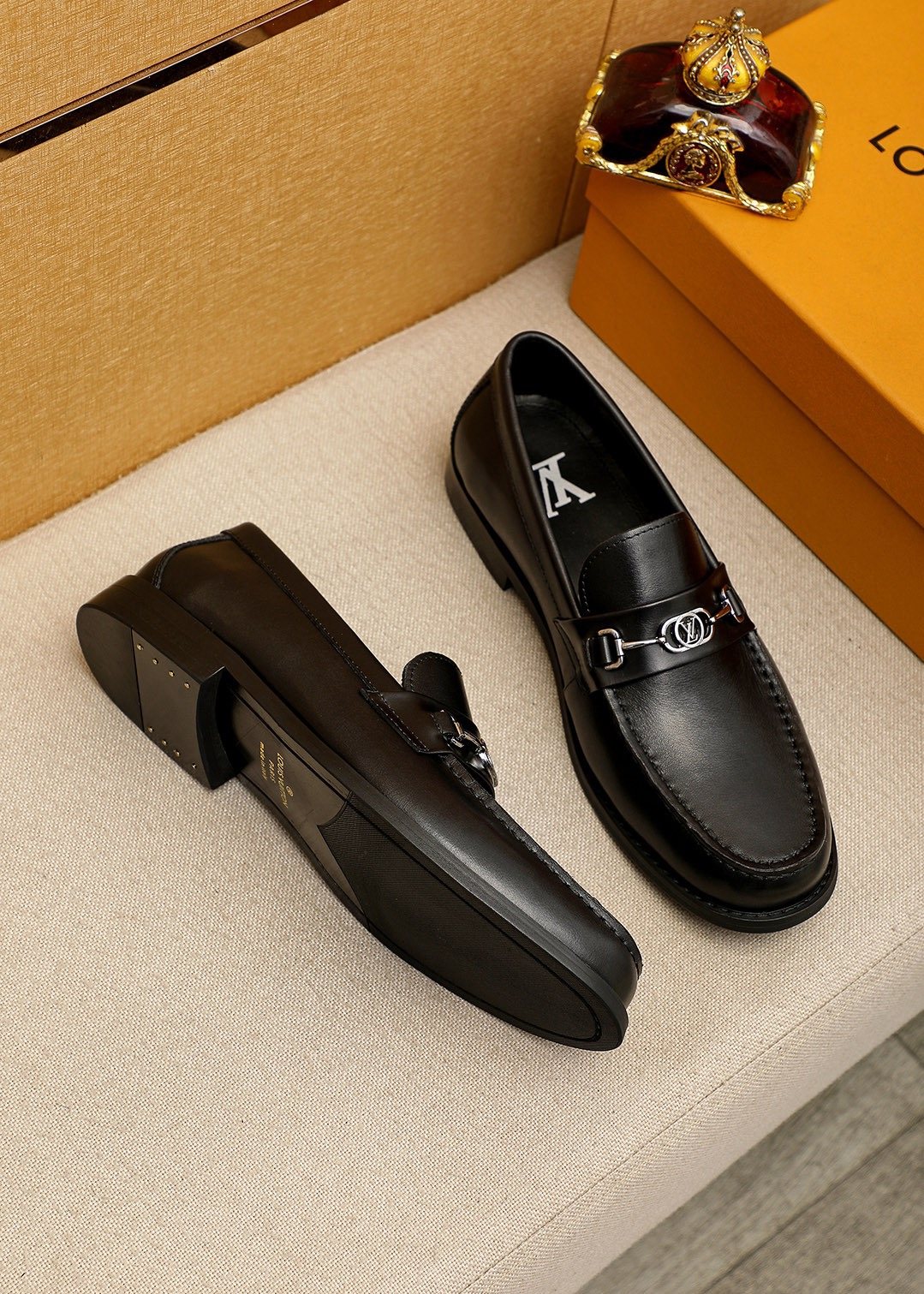 Louis Vuitton Black Hardware Loafers — front
