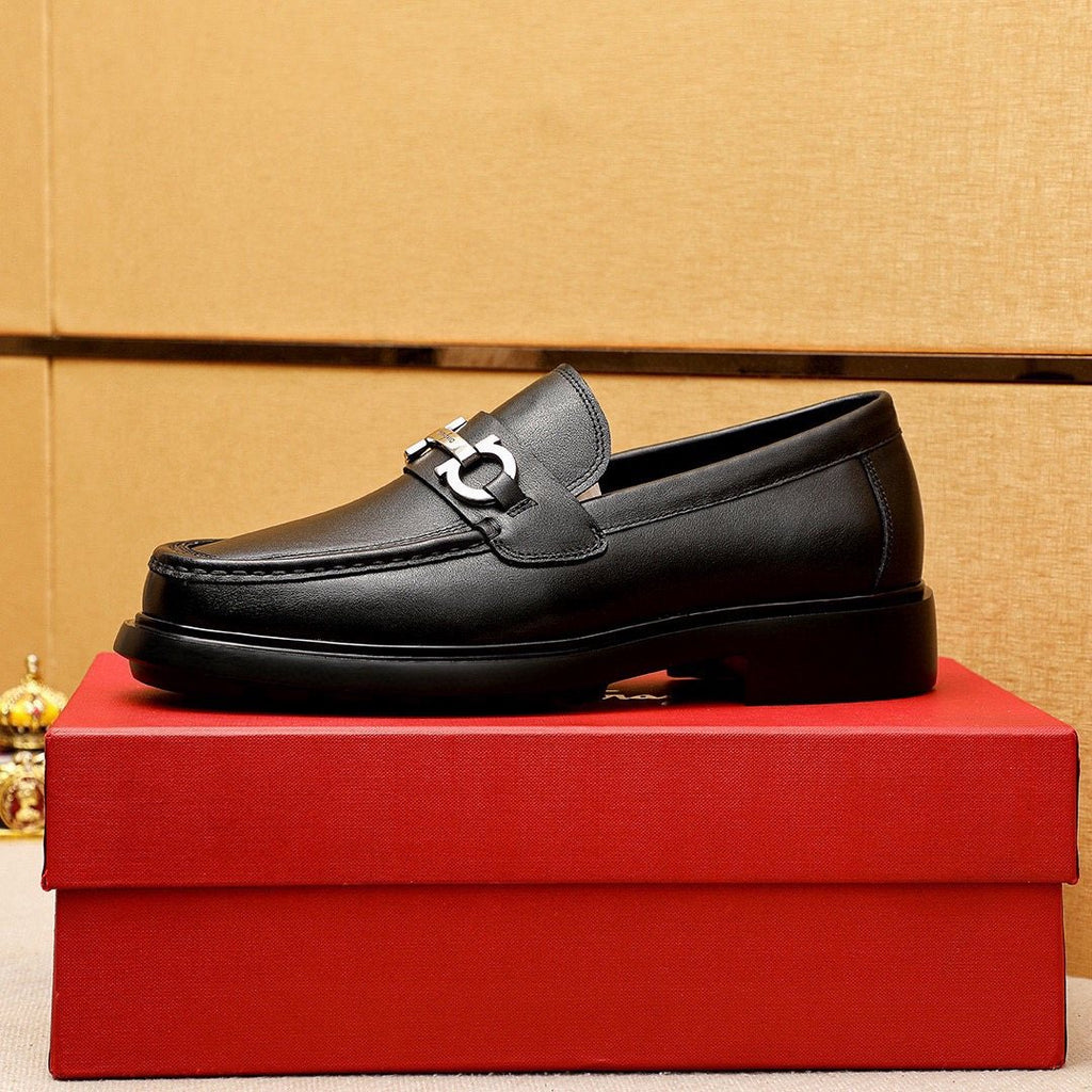 Salvatore Ferragamo Black Hardware Loafers — side