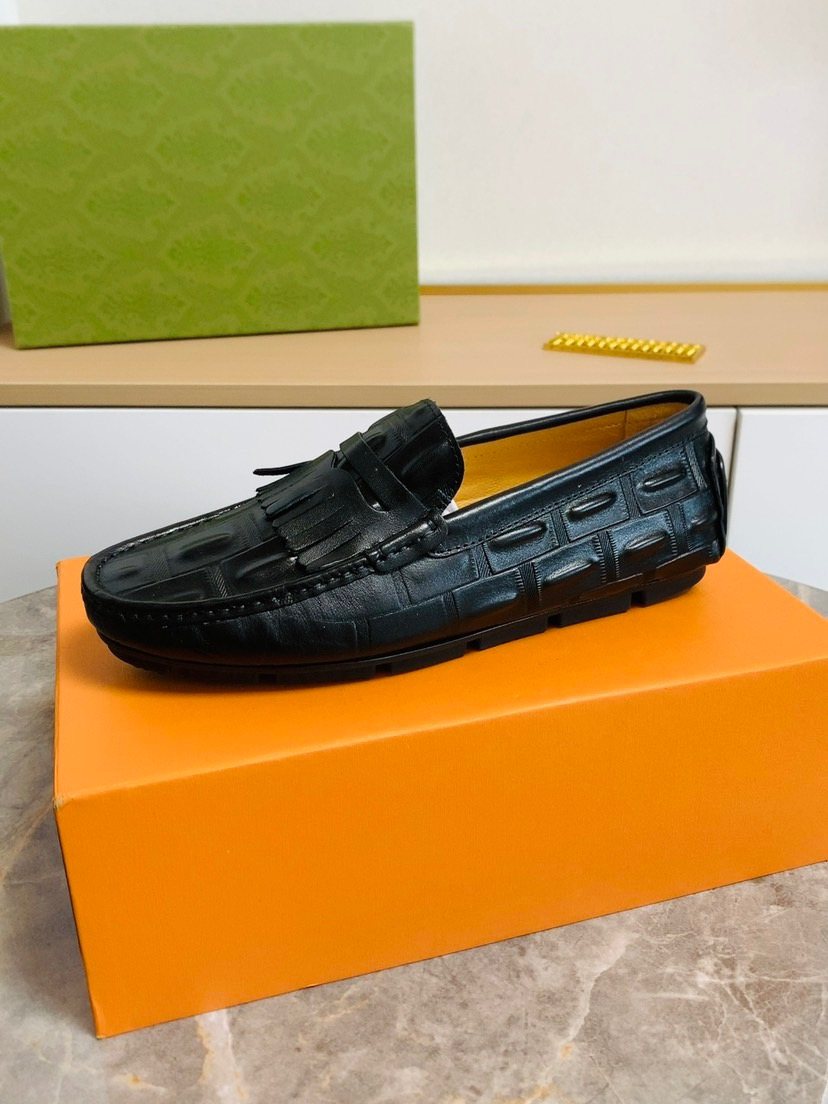 Men’s Black Tasseled Loafers — side