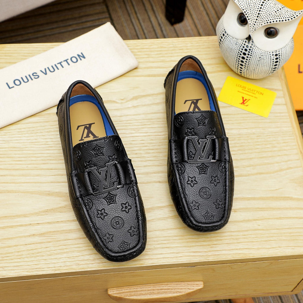Louis Vuitton Black Embossed Driving Loafers — hero