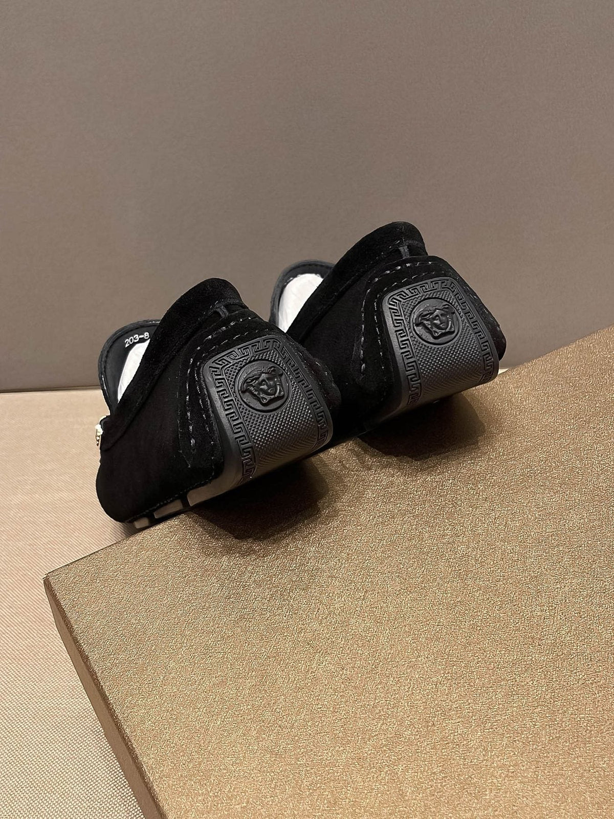 Versace Black Medallion Slip-On Loafers — back