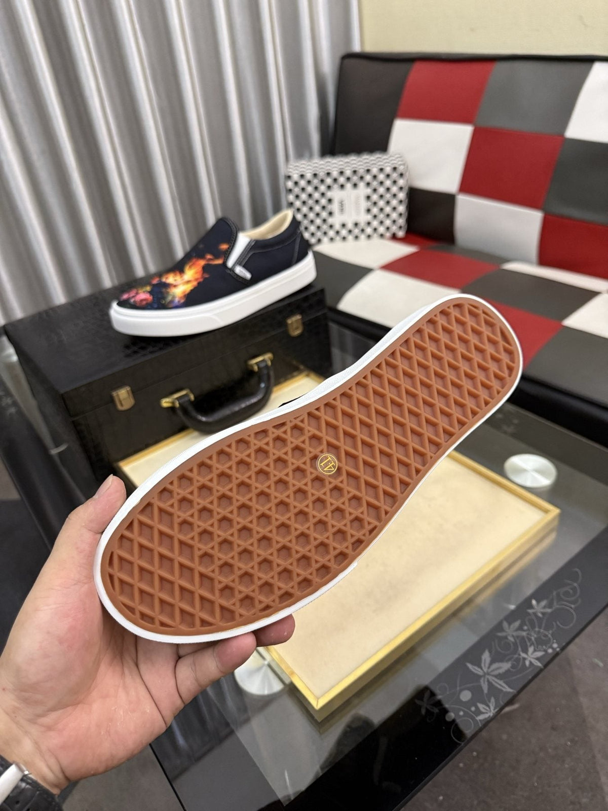Vans Floral Flame Slip-On Shoes — back
