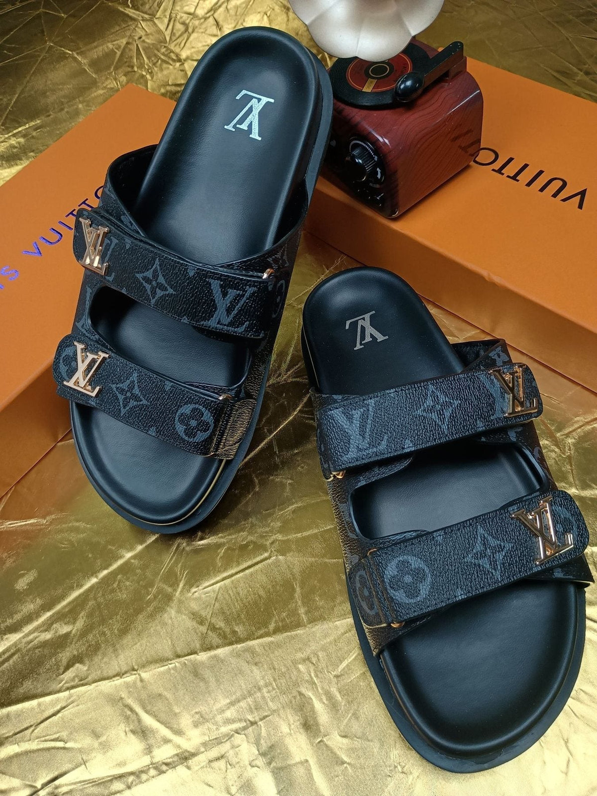 Louis Vuitton Monogram Double-Strap Slide Sandals — front