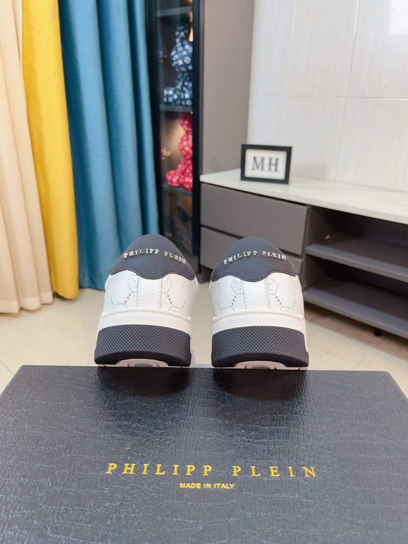 PHILIPP PLEIN White Black Accent Sneakers — back