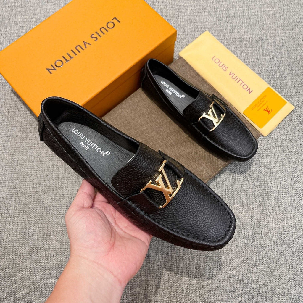 Louis Vuitton Black Leather Hardware Loafers — model