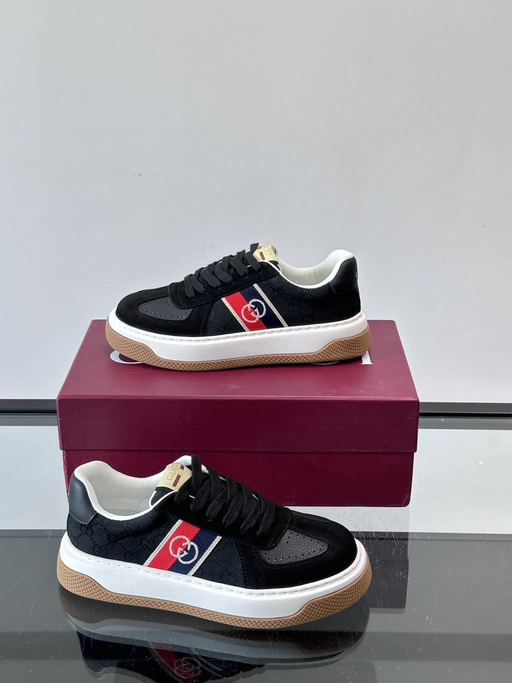 Gucci Black Stripe Sneakers — side