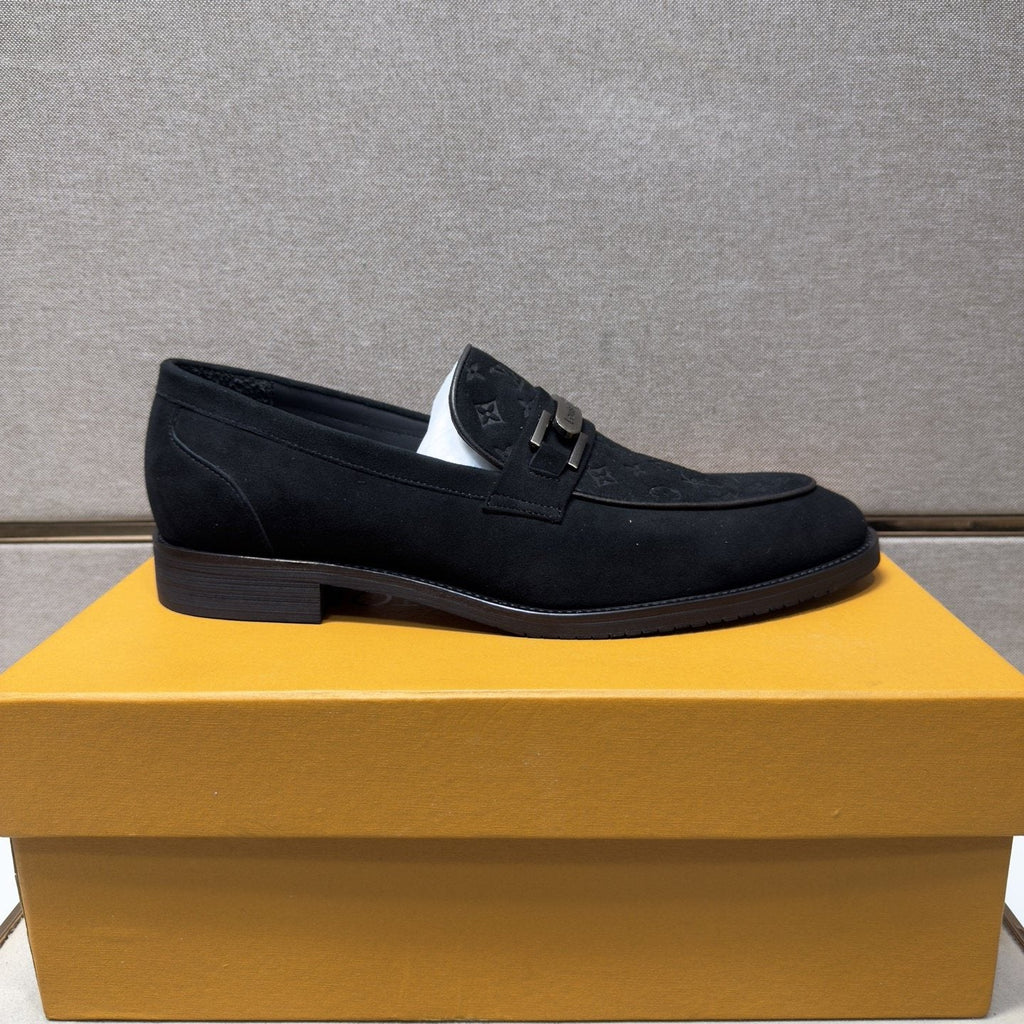 Louis Vuitton Black Monogram Bar Loafers — side