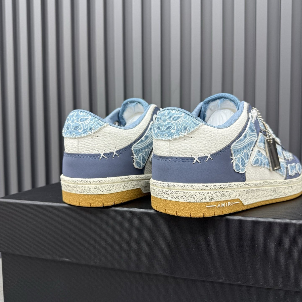 AMIRI Light Blue Patchwork Sneakers — back