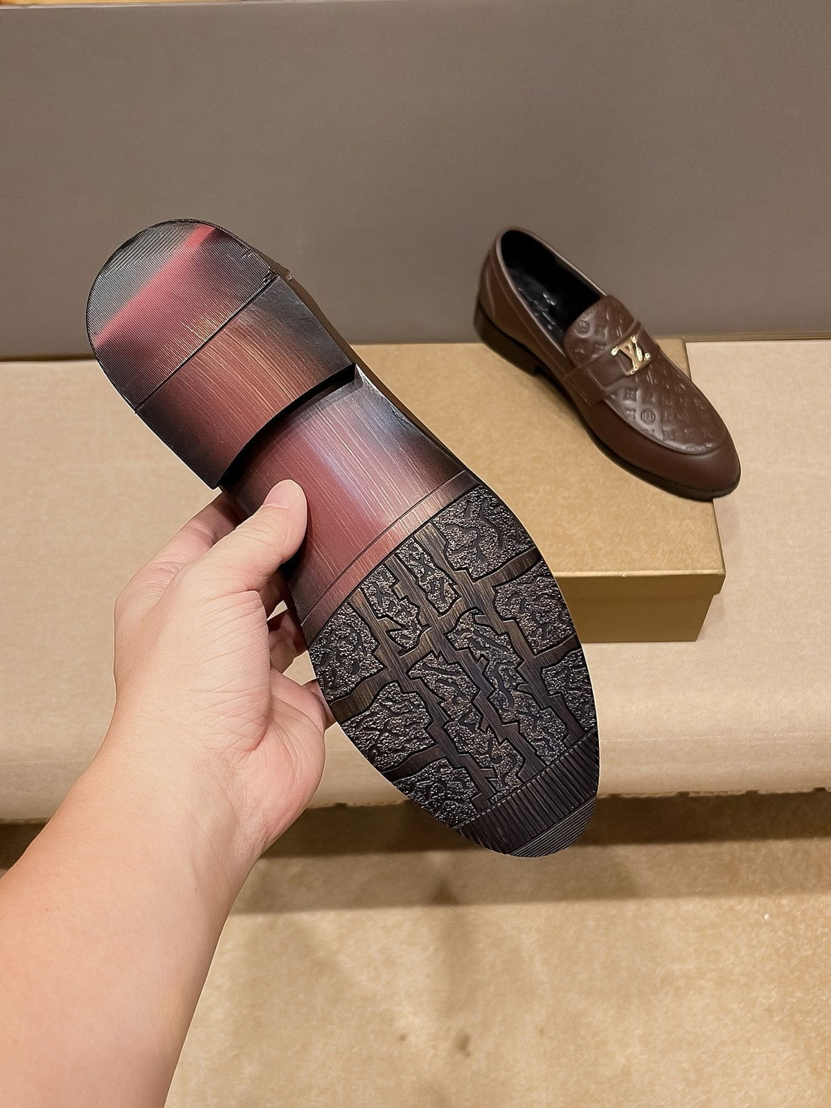 Louis Vuitton Brown Buckle Slip-On Dress Shoes — side
