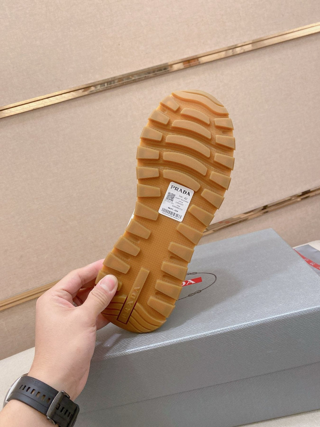 Prada White Gum Sole Sneakers — detail