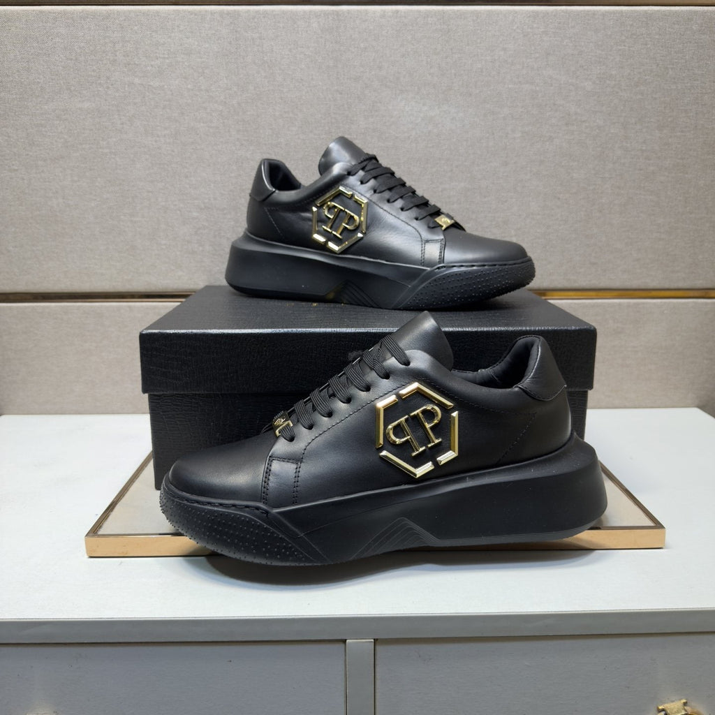 Philipp Plein Black Gold-Accent Sneakers — front