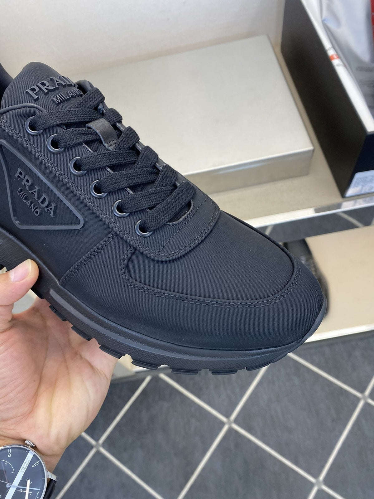 Prada Black Lace-Up Sneakers — front