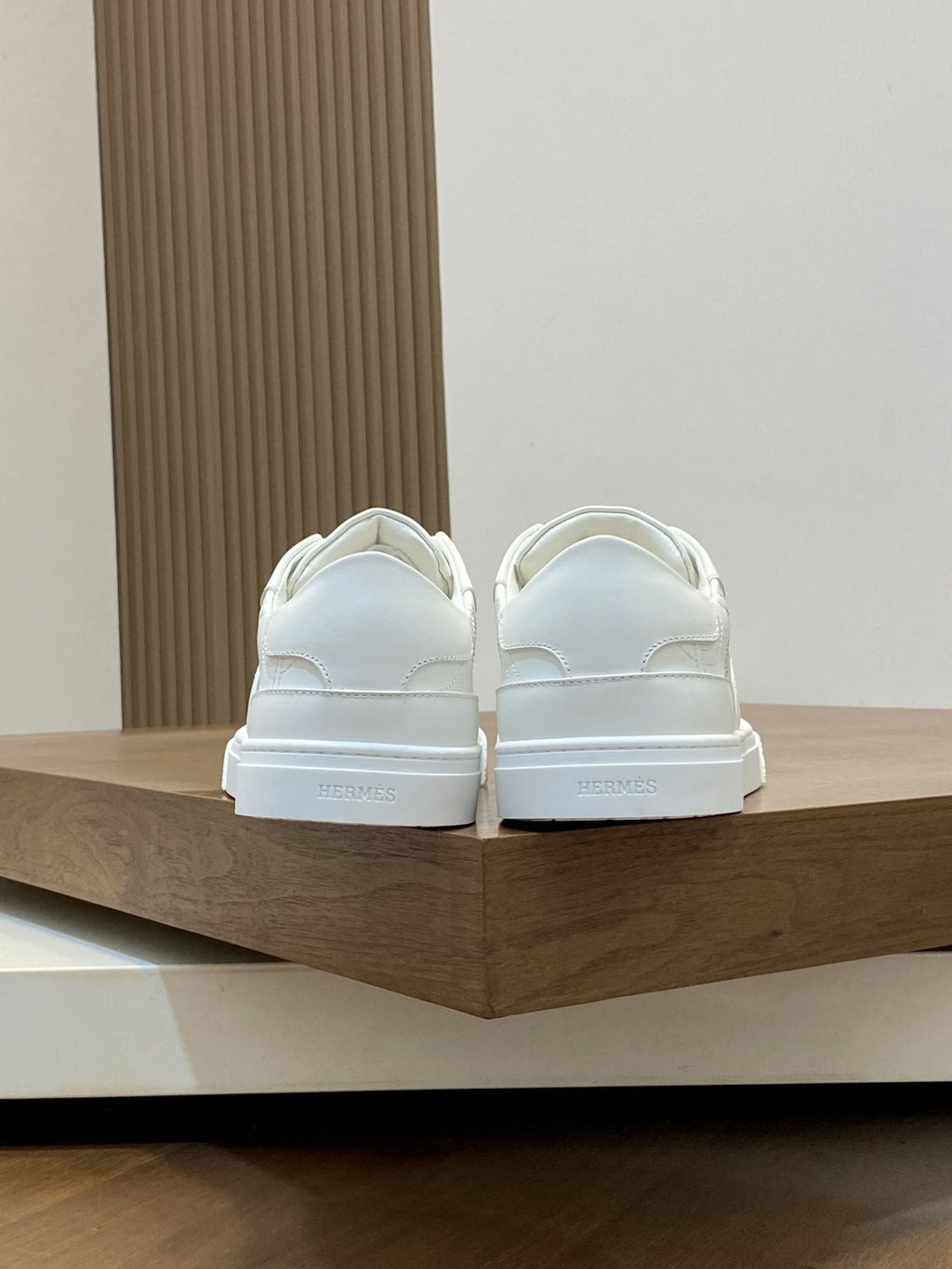 White Lace-Up Low-Top Sneakers — back
