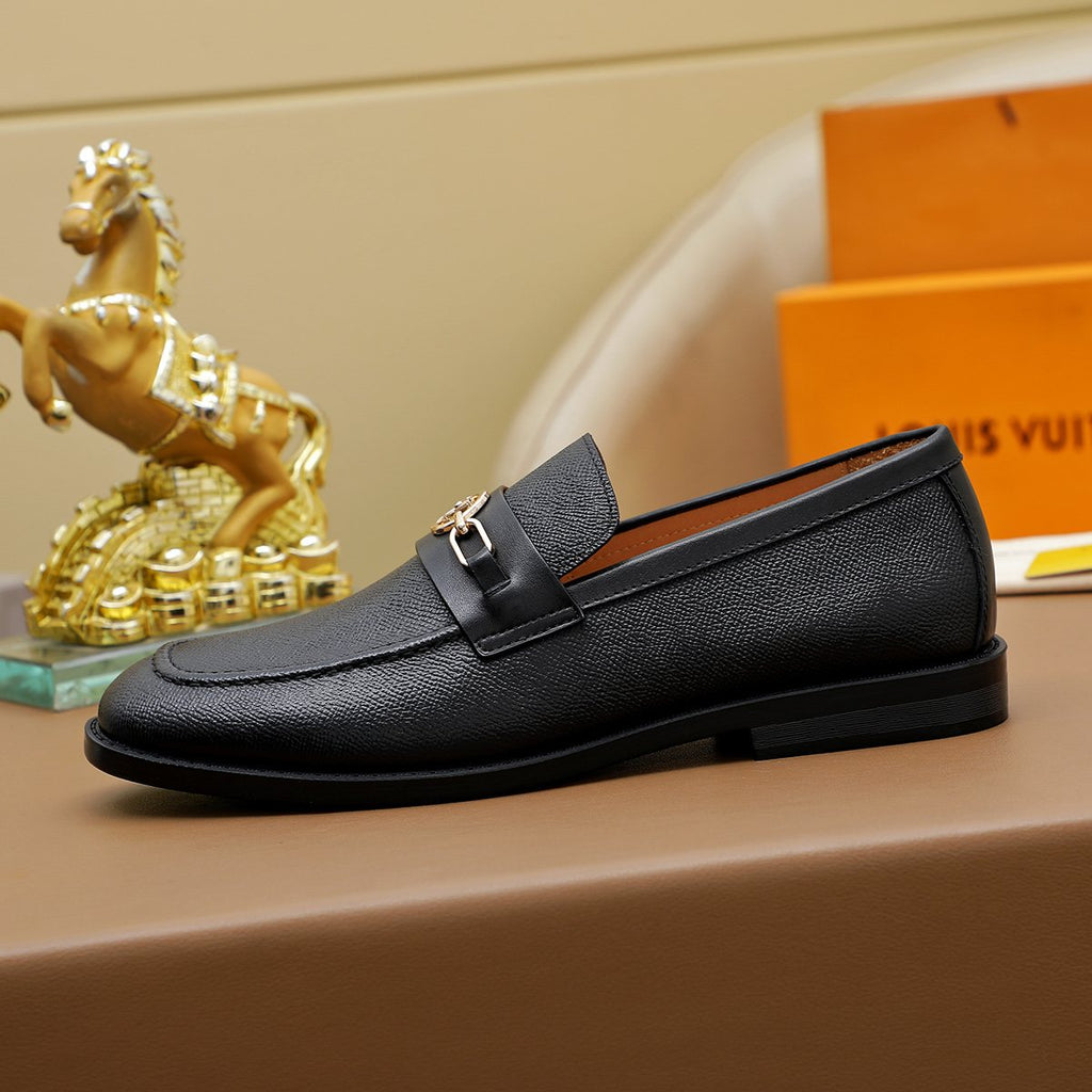 Louis Vuitton Black Metal-Link Loafers — side