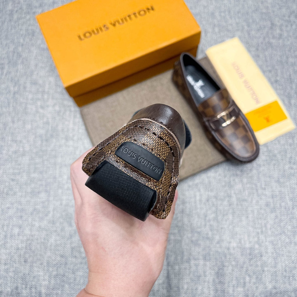 Louis Vuitton Brown Checkered Loafers — detail