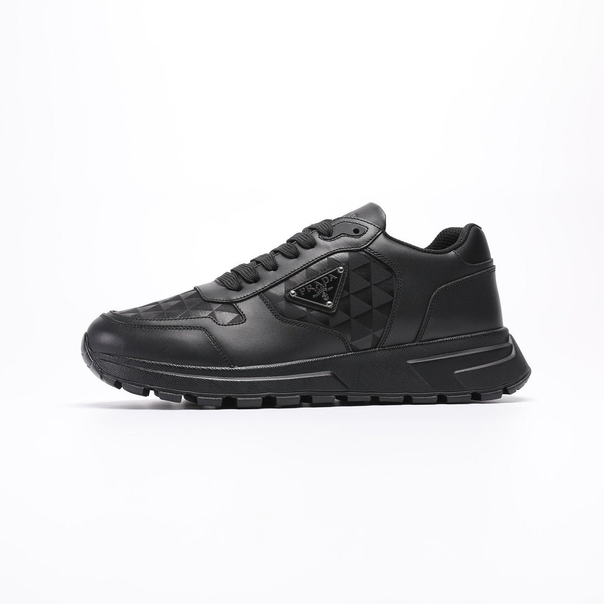 Prada Black Triangle-Plaque Sneakers — hero