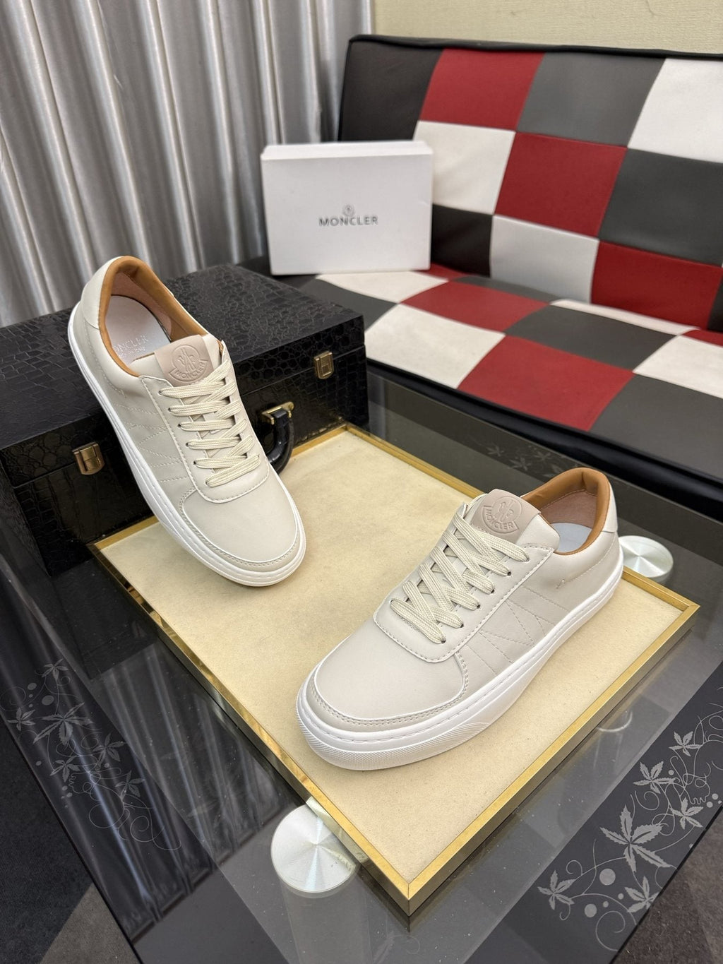 Moncler Off-White Low-Top Sneakers — side