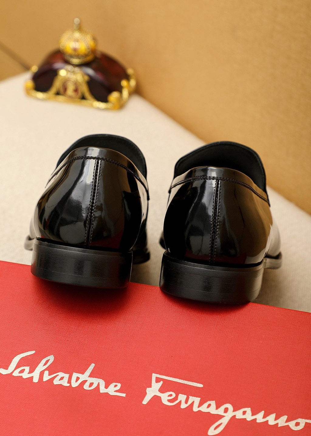 Ferragamo Black Metal-Accent Loafers — back