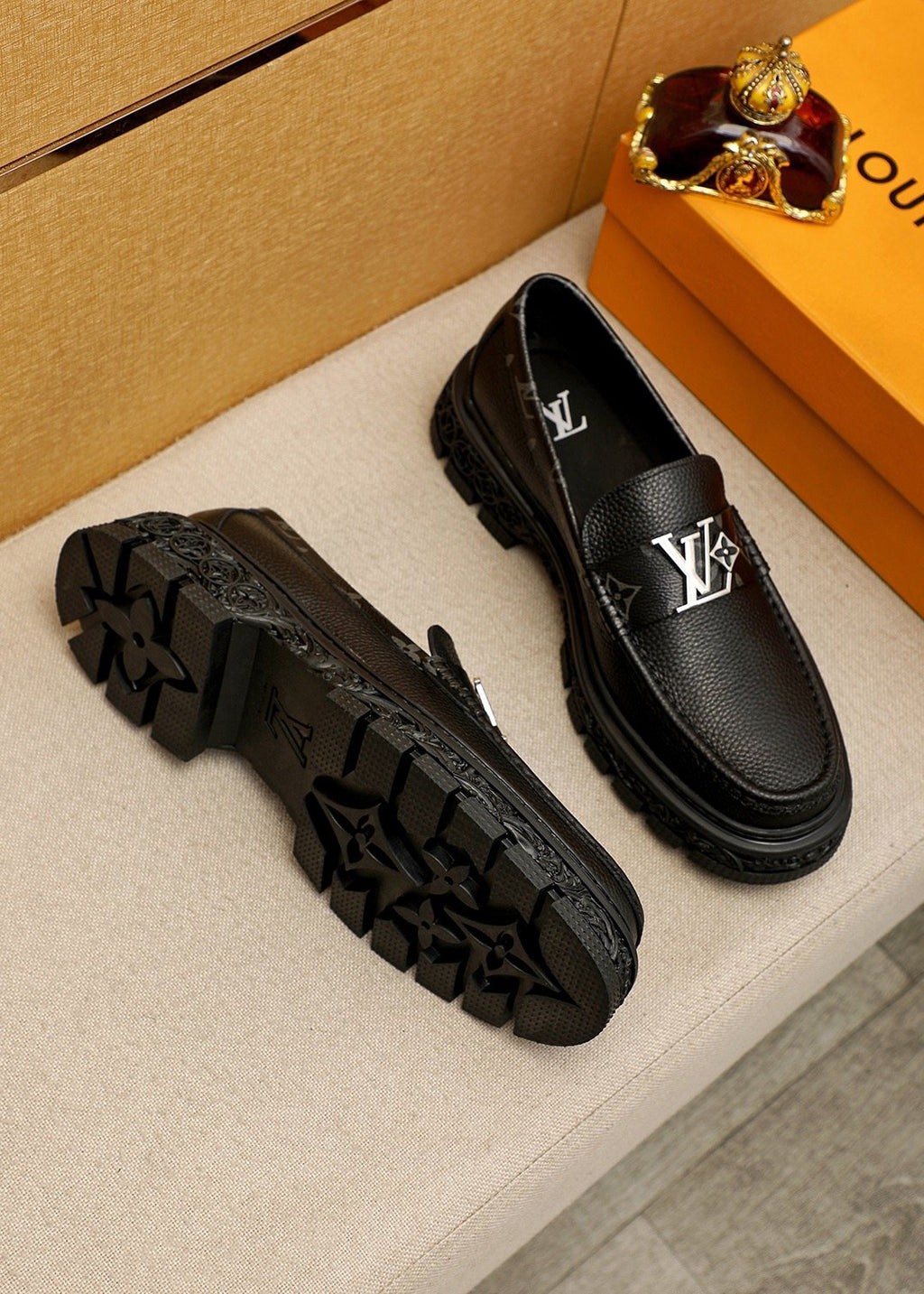 Louis Vuitton Black Hardware Loafers — front