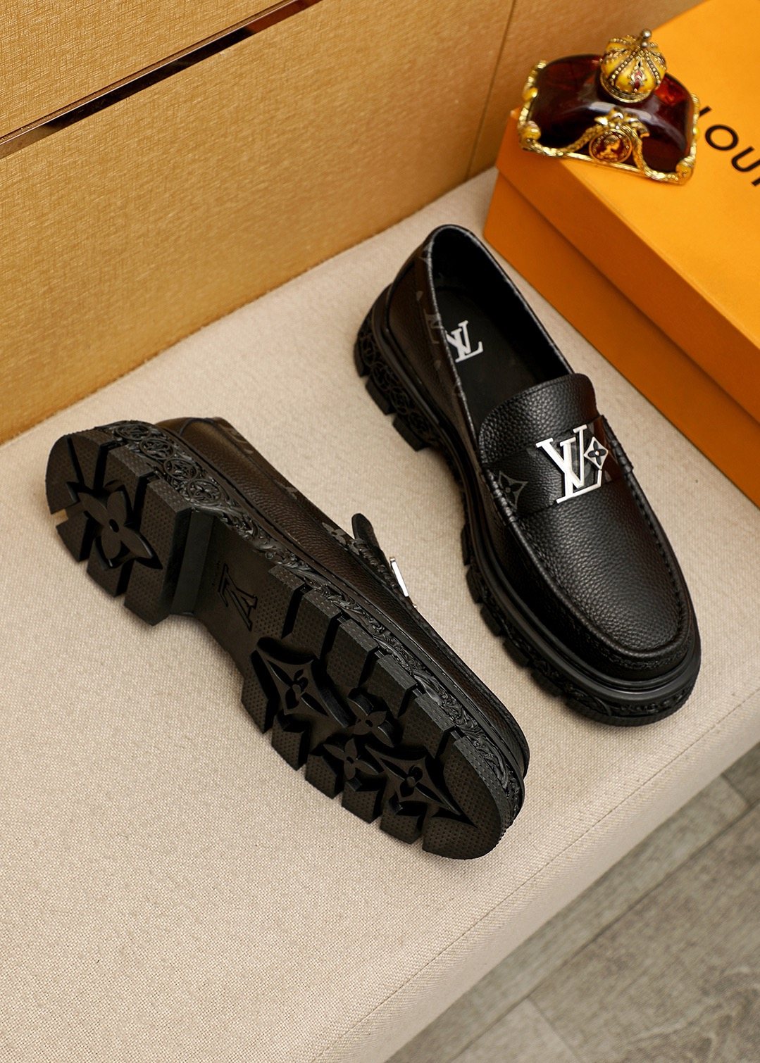 Louis Vuitton Black Hardware Loafers — front