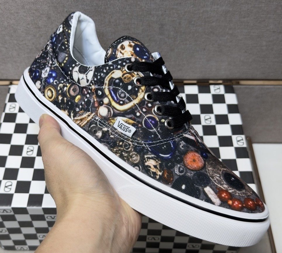 Vans Black Floral Print Low-Top Sneakers — front