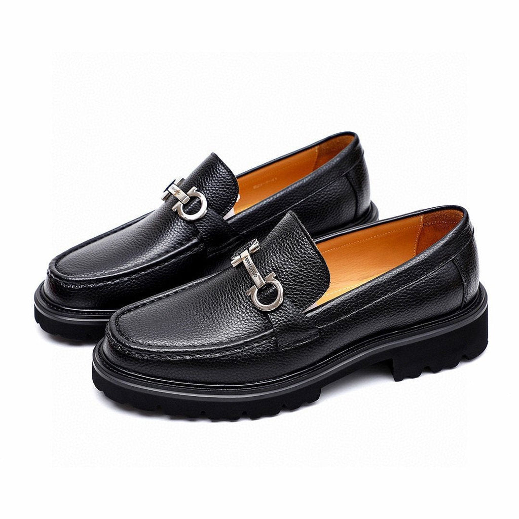 微商相册测试鞋子-Salvatore Ferragamo Black Lug Sole Bit Loafers — front