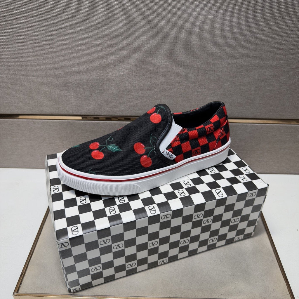Vans Cherry Checkerboard Slip-On Shoes — side