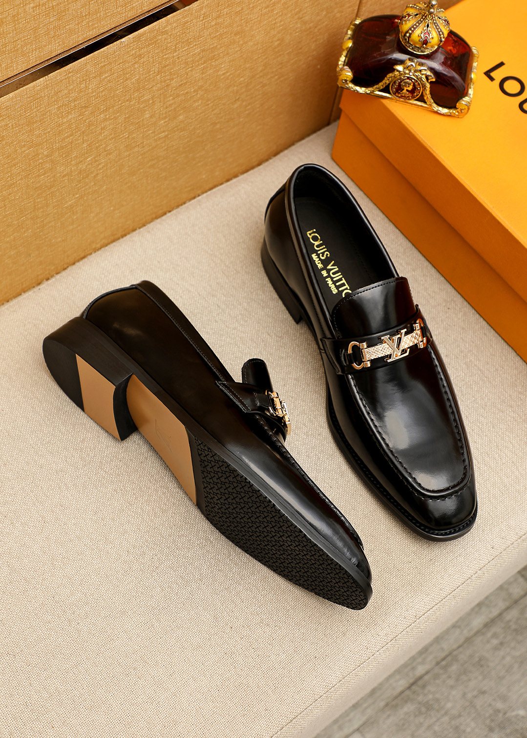 Louis Vuitton Black Buckle Loafers — side