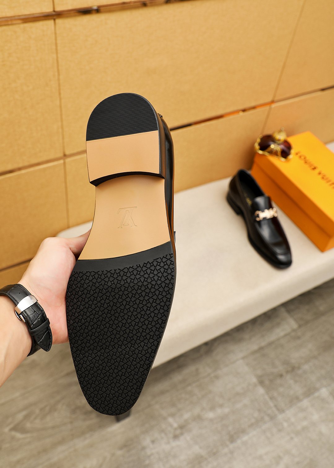 Louis Vuitton Black Buckle Loafers — side