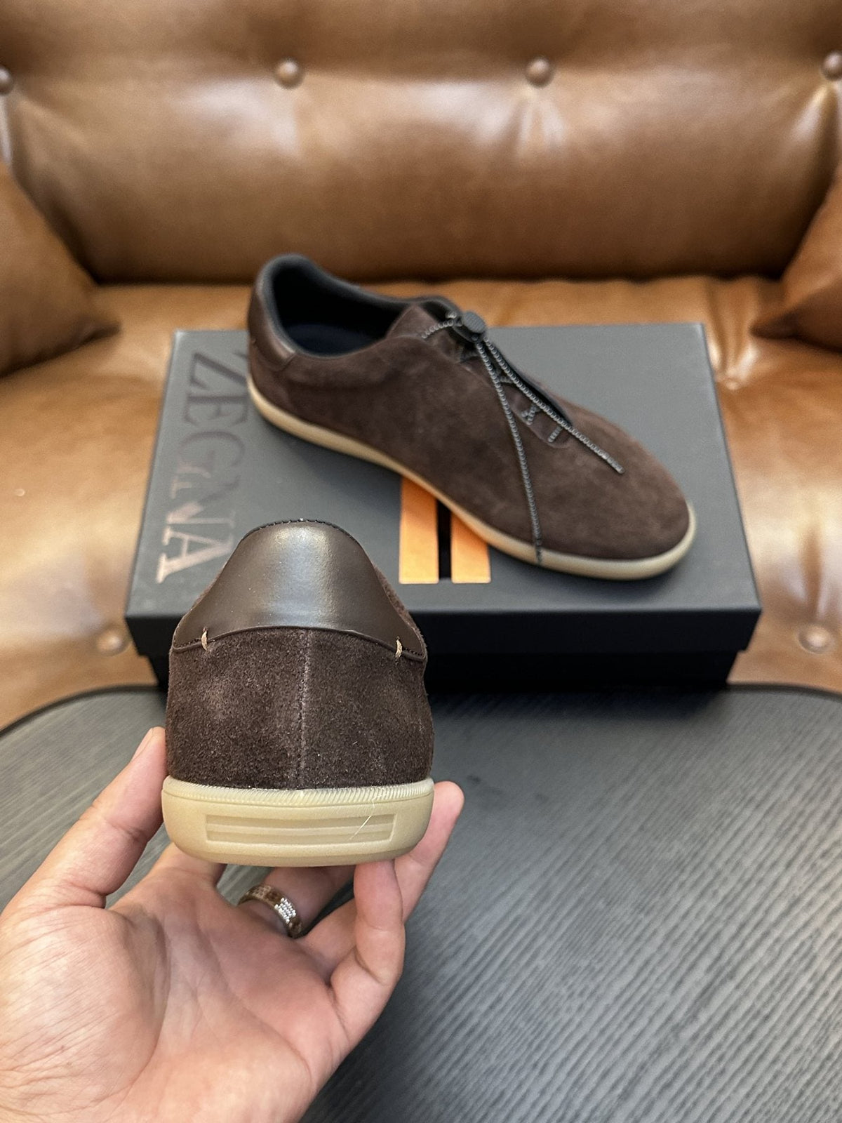 Zegna Triple Stitch Slip-On Sneakers — back