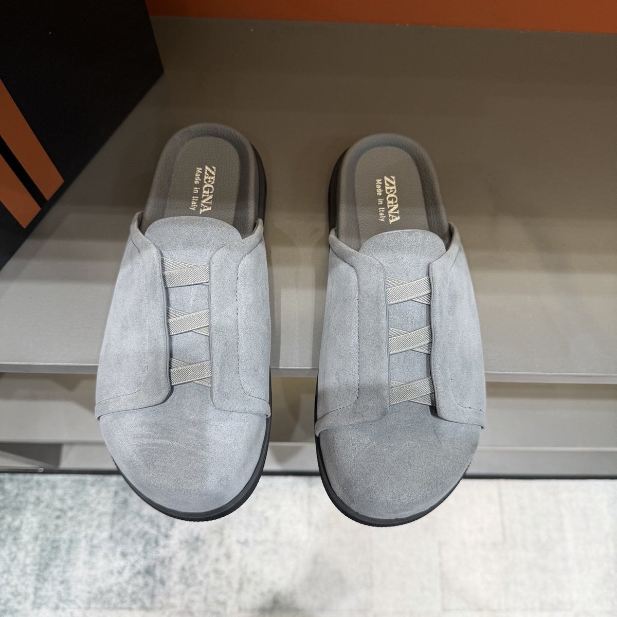Zegna Layered Vamp Slide Sandals — front