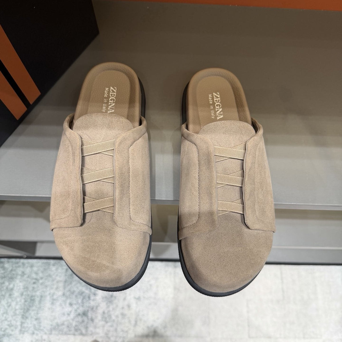 Zegna Layered Vamp Slide Sandals — front