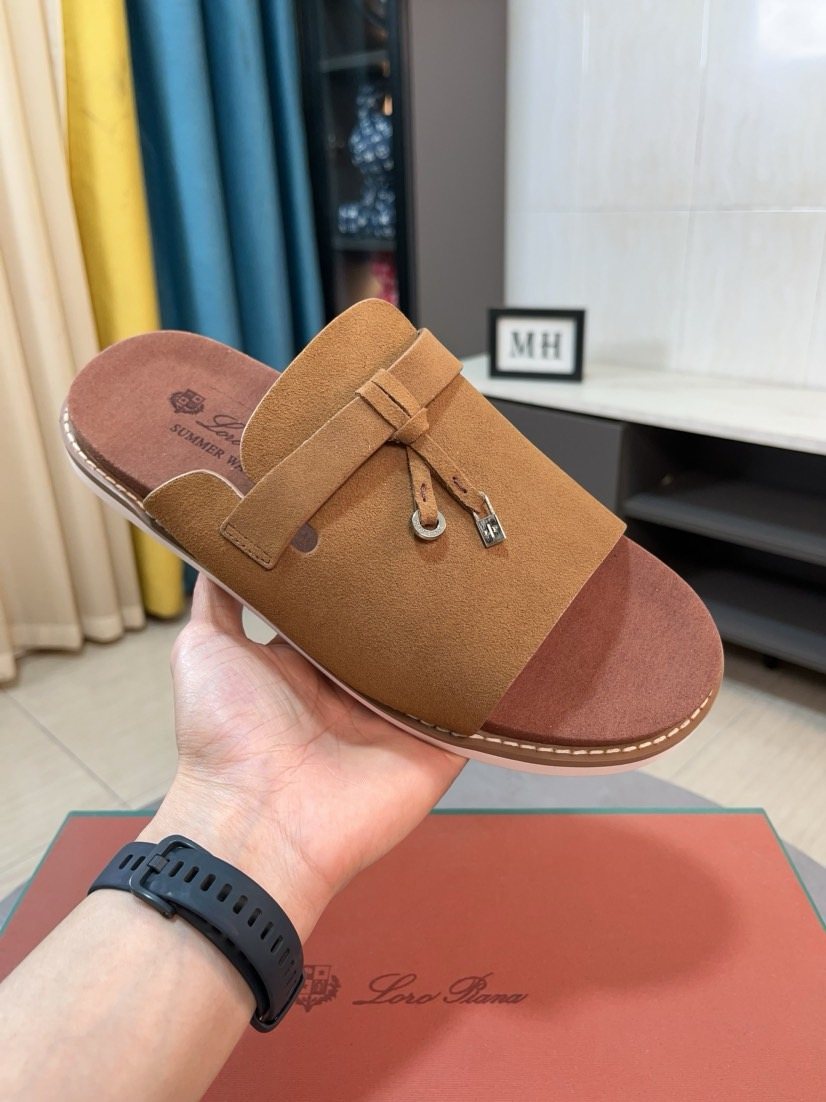 Loro Piana Buckle Slide Sandals — front