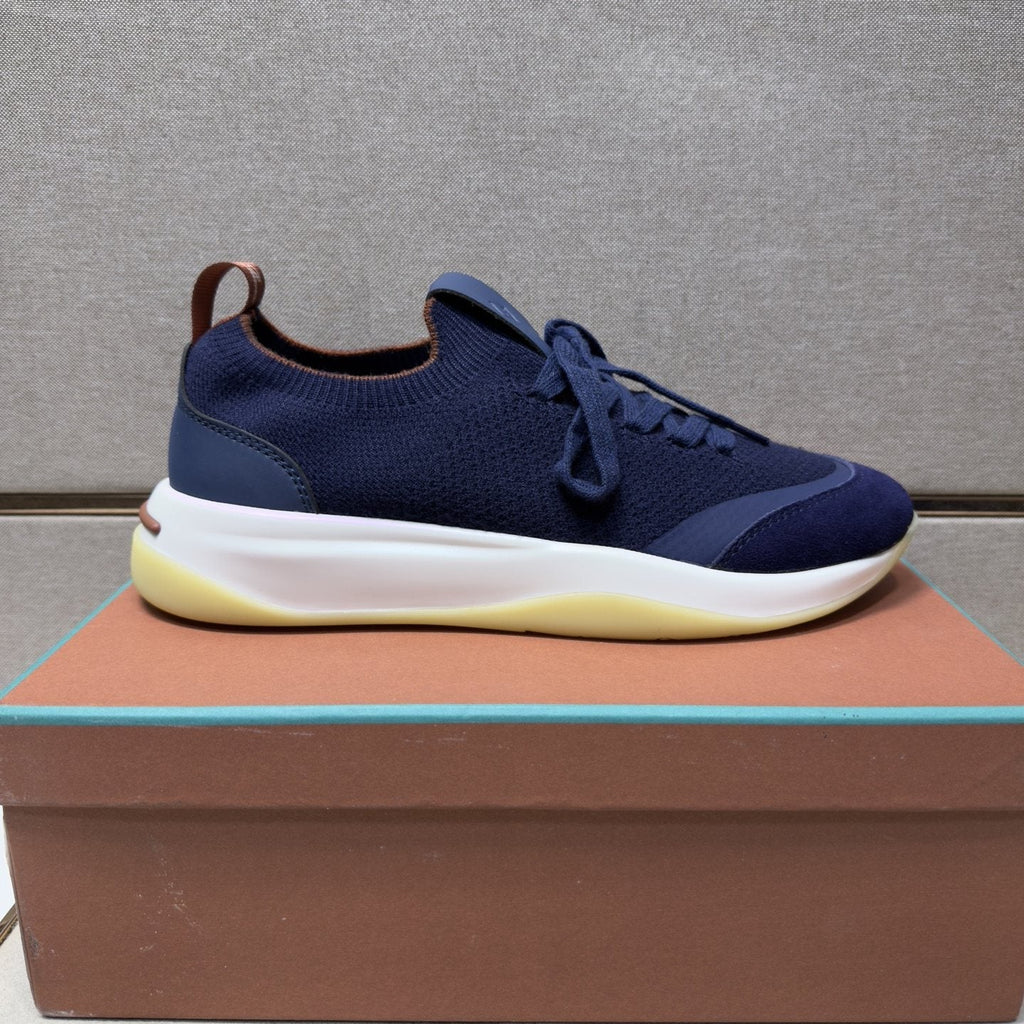Loro Piana Men’s Mixed-Material Low-Top Sneakers — side