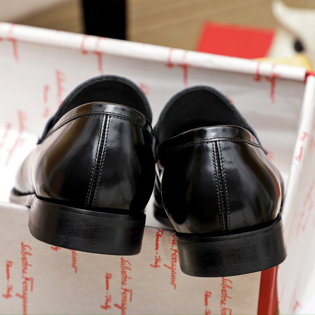 Ferragamo Black Bit Loafers — back