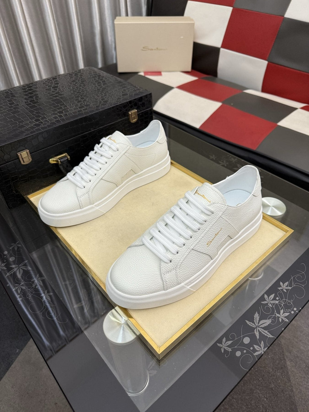 Santoni Textured Low-Top Sneakers — front