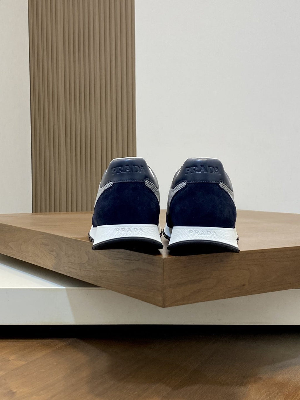 Prada Navy Panel Low-Top Sneakers — back