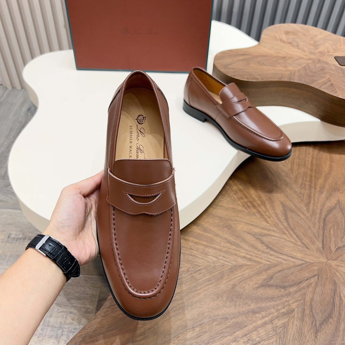Men’s Leather Penny Loafers — front
