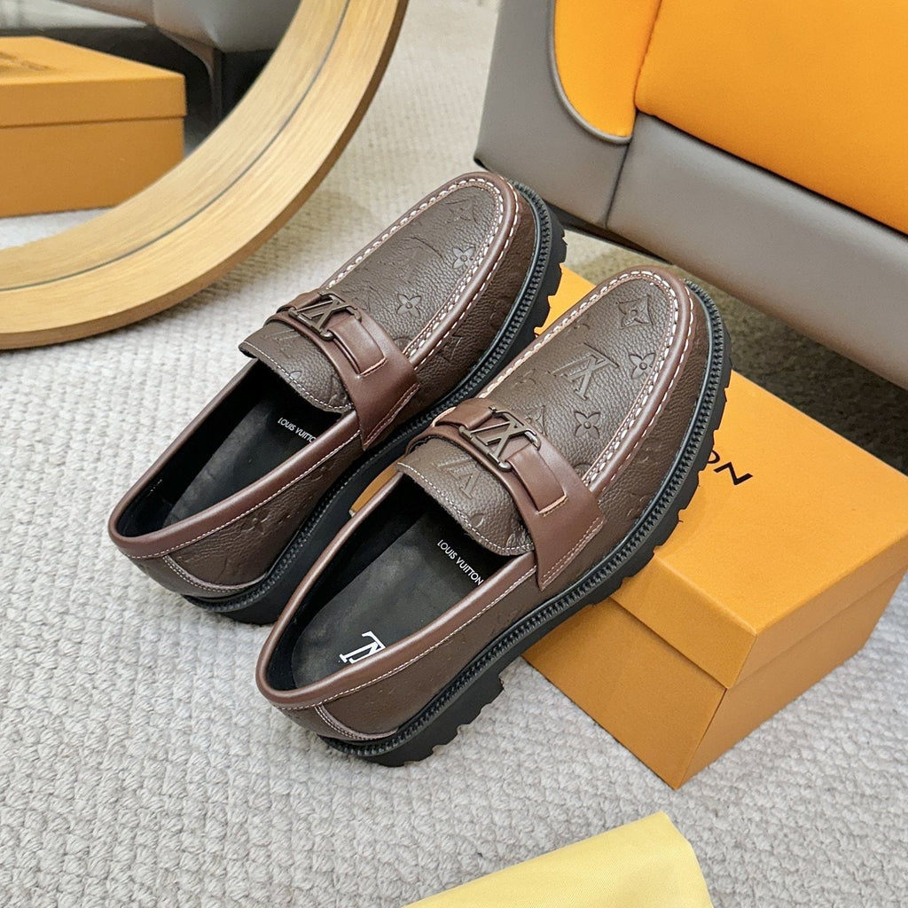 Louis Vuitton Embossed Lug Sole Loafers — back