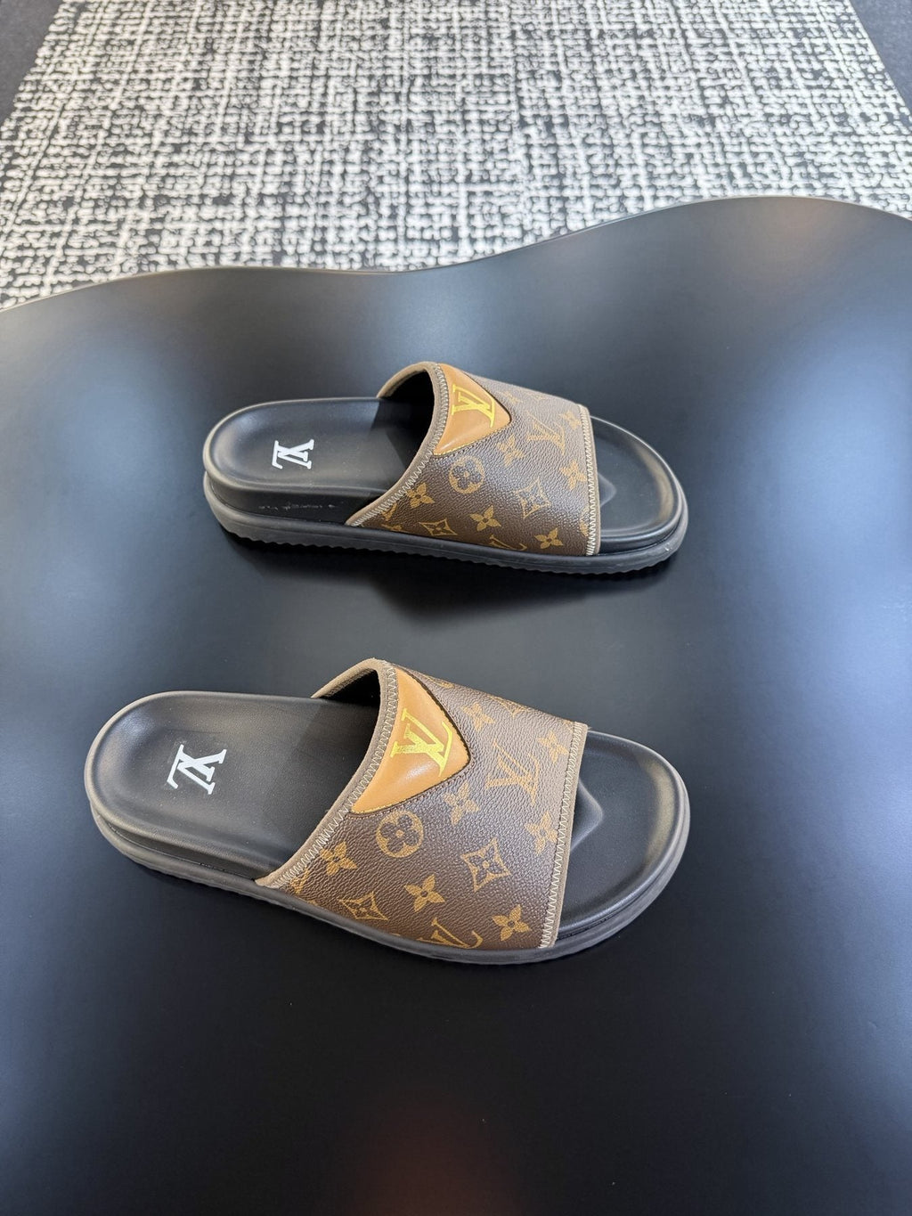 Louis Vuitton Monogram V Slide Sandals — side