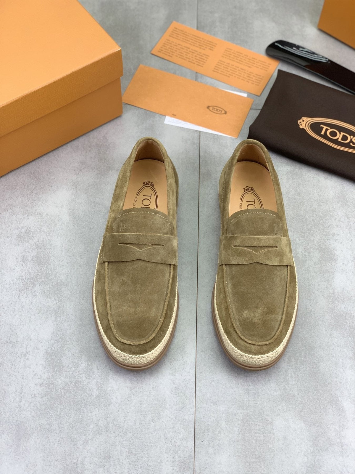 Tod's Raffia-Trim Loafers — front