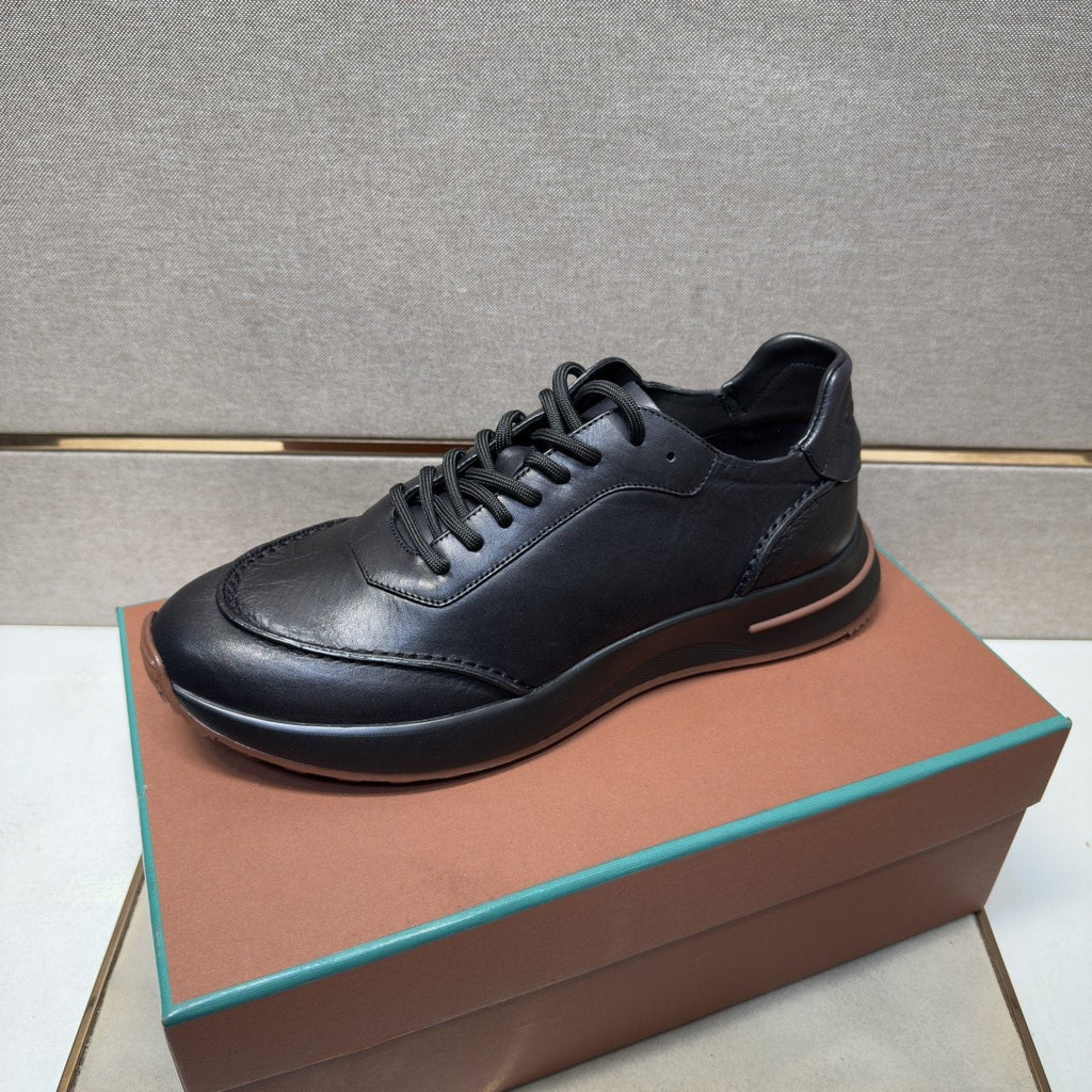 Loro Piana Black Leather Casual Sneakers — side