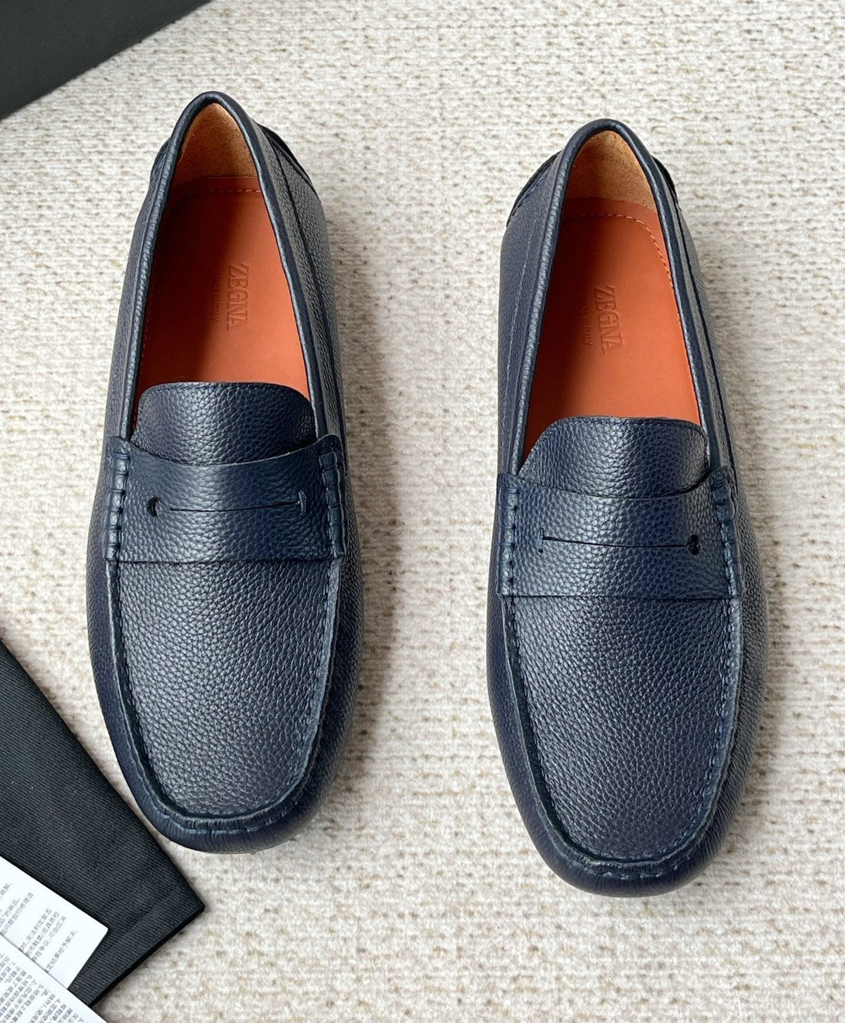 Zegna Pebbled Leather Penny Loafers — front