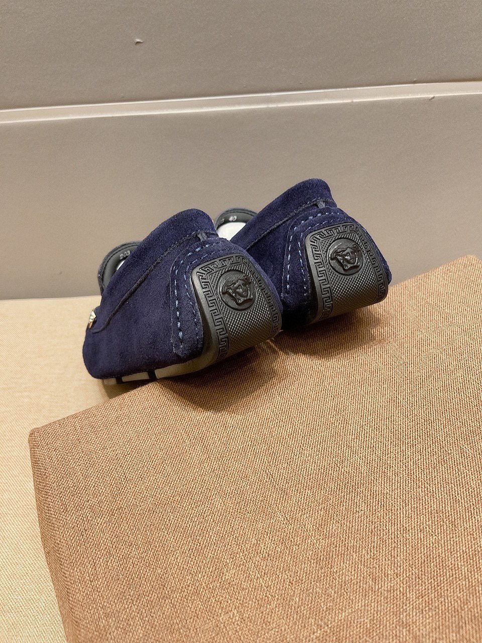 Men's Leather Loafers with Metal Medallion — back
