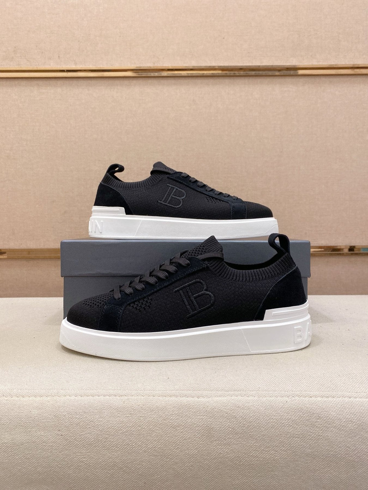 Balmain Knit Low-Top Sneakers — front